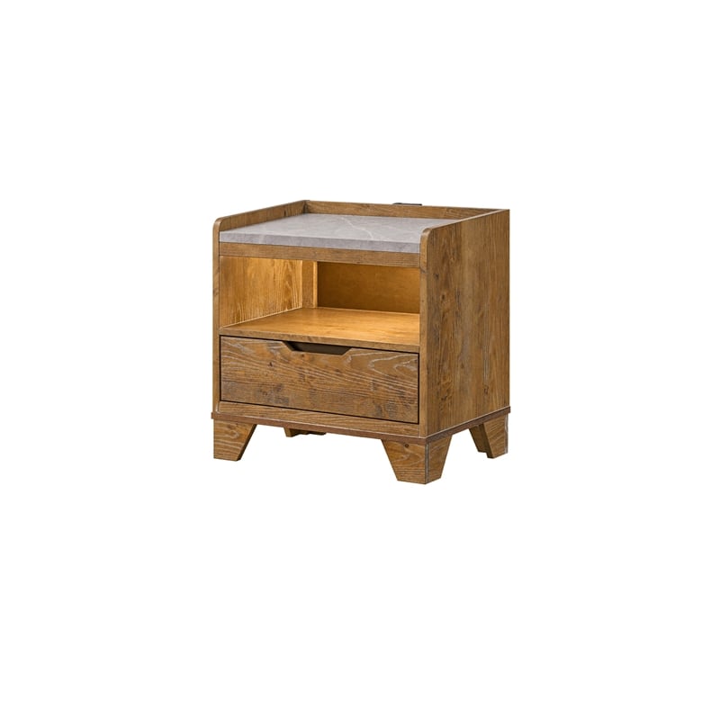 Queen Bedroom Set- Light Aspen Brown Gray- 4pc w Nightstand- Dresser