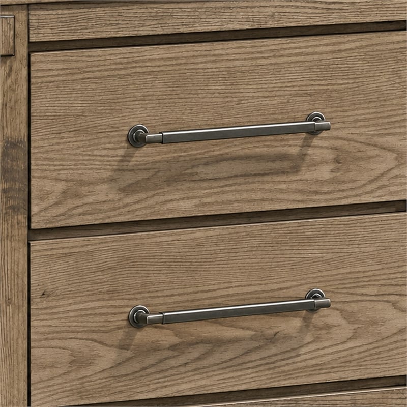 Queen Bedroom Set- Panel Design- Antique Oak Brown- 2pc w NS