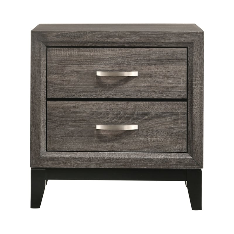 Full Bedroom Set- Gray and Black- 2 Piece Set with Nightstand