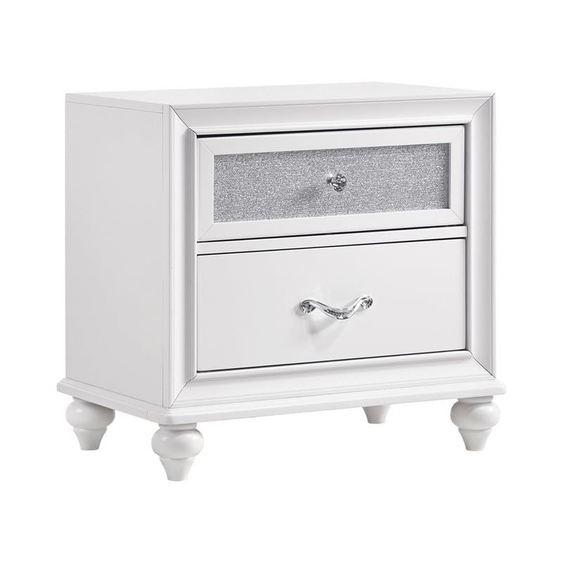 Queen Bedroom Set- White and Gray- 2 Piece Set with Nightstand