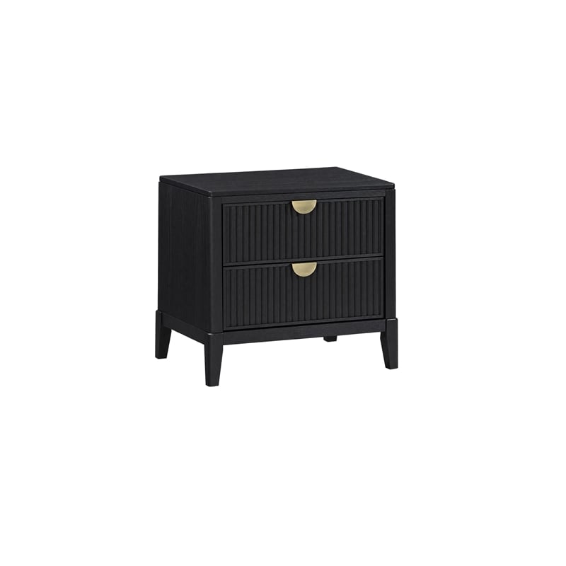 Queen Bedroom Set- Black and Gold- 2 Piece Set with Nightstand
