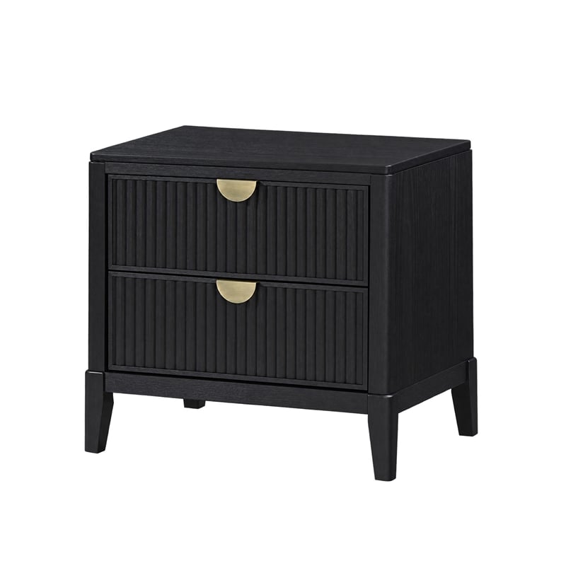 Queen Bedroom Set- Black and Gold- 2 Piece Set with Nightstand