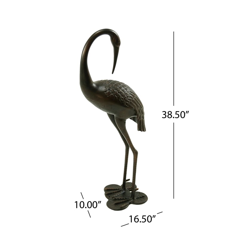 Suol Outdoor Decorative Crane Sculpture-Shiny Copper Finish Statue