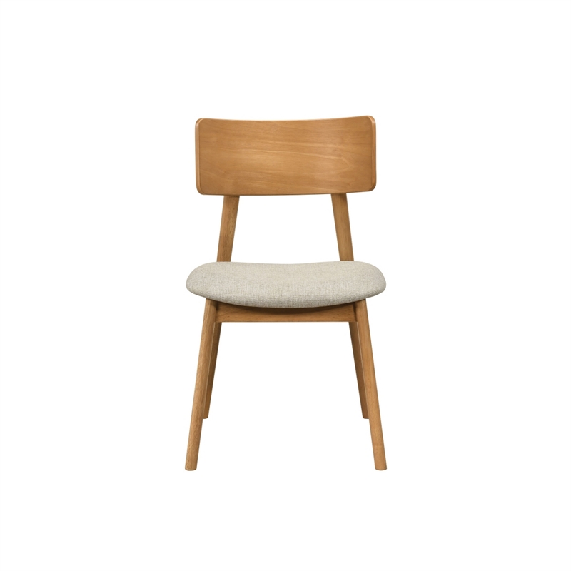 Zoya Dining Side Chair with Wooden Frame- Set of 2- Beige Fabric