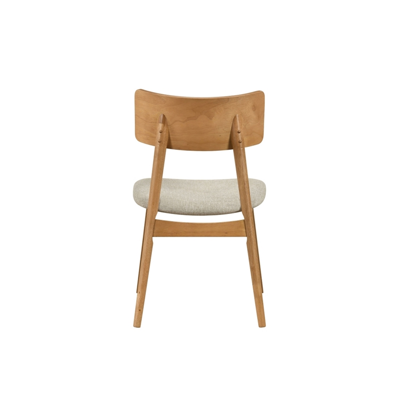 Zoya Dining Side Chair with Wooden Frame- Set of 2- Beige Fabric