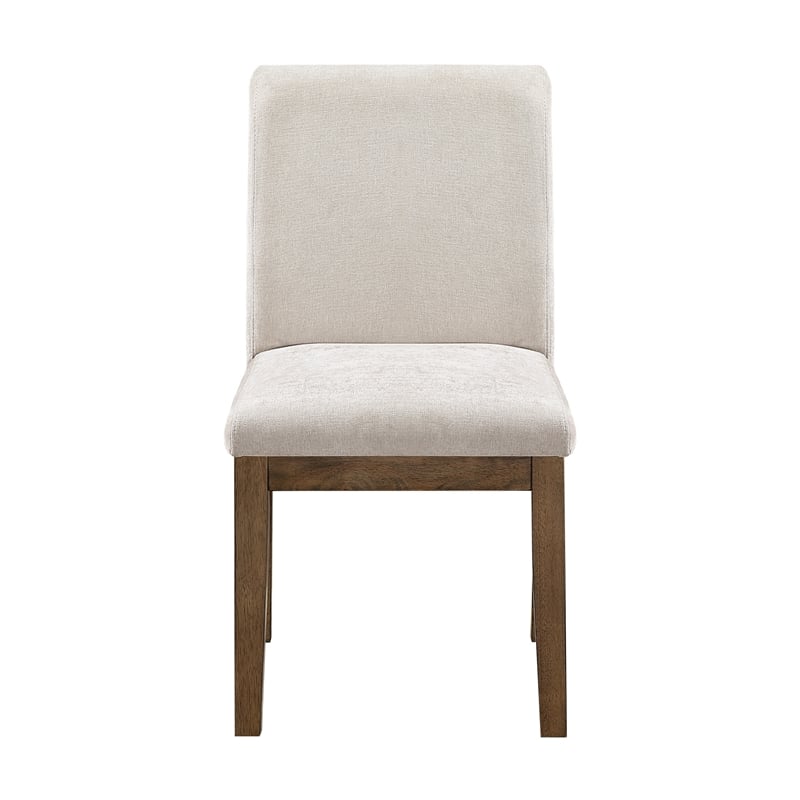 Masi Dining Side Chair Set of 2- Padded Seat- Light Gray Polyester- Brown