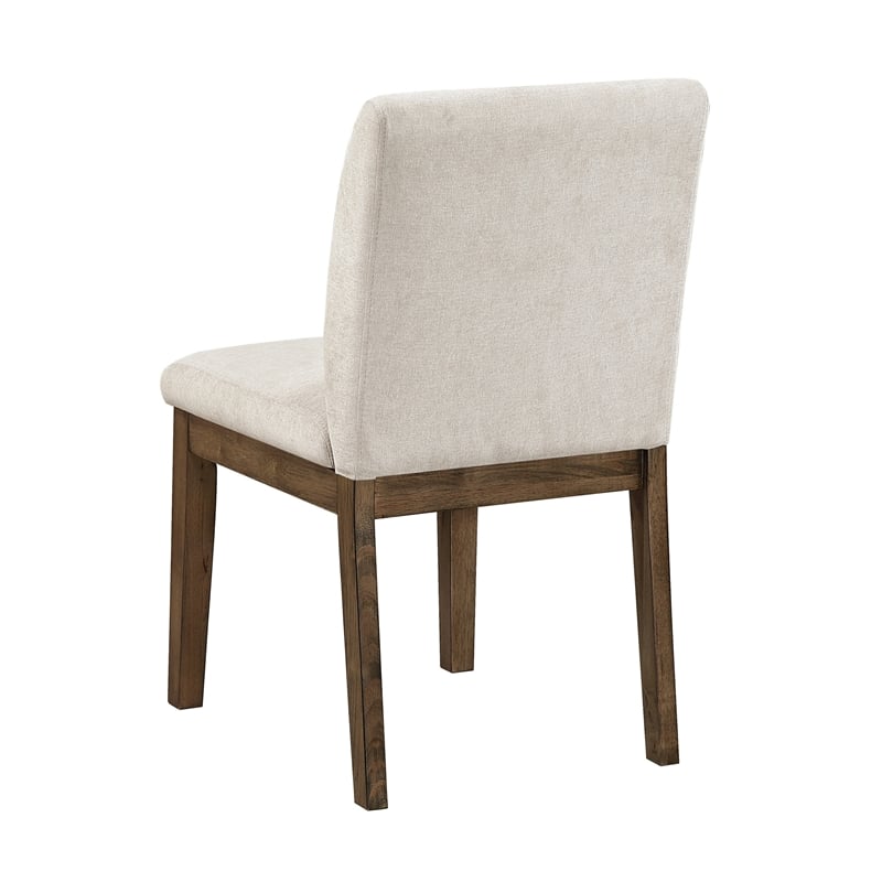 Masi Dining Side Chair Set of 2- Padded Seat- Light Gray Polyester- Brown