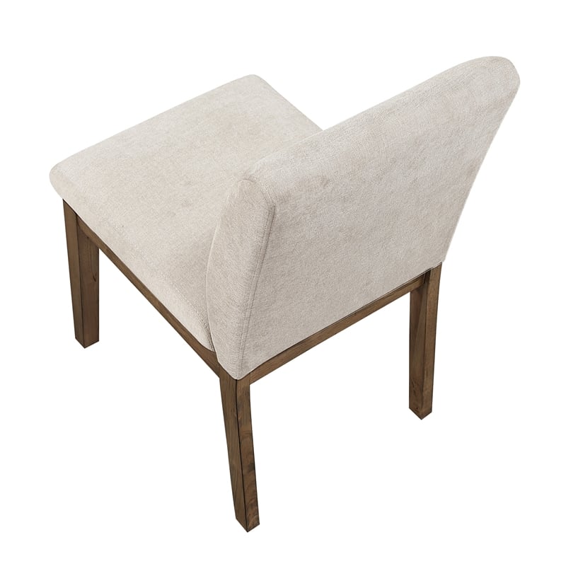 Masi Dining Side Chair Set of 2- Padded Seat- Light Gray Polyester- Brown