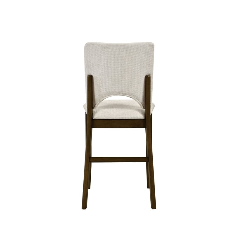 Andre Counter Height Chair- Set of 2- Brown Wood Frame- Beige Fabric