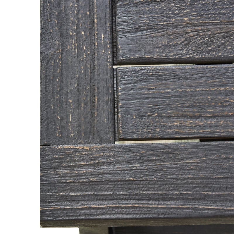 Outdoor Acacia Wood Dining Bench with Slatted Seat- Dark Gray- 60 Inch