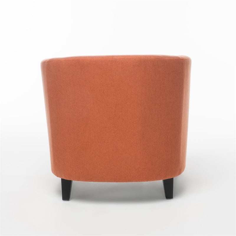 Saira Club Chair with Curved Back and Plush Cushion- Orange Fabric