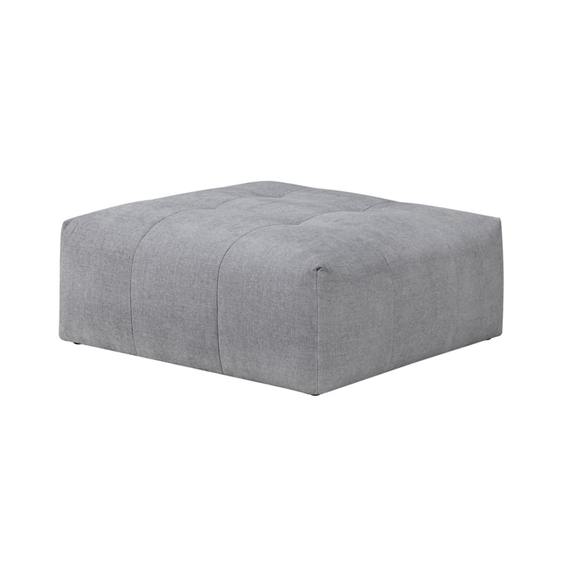 Tanya Ottoman with Casters- Plush Cushion Top- Gray Tufted Fabric- 46 Inch