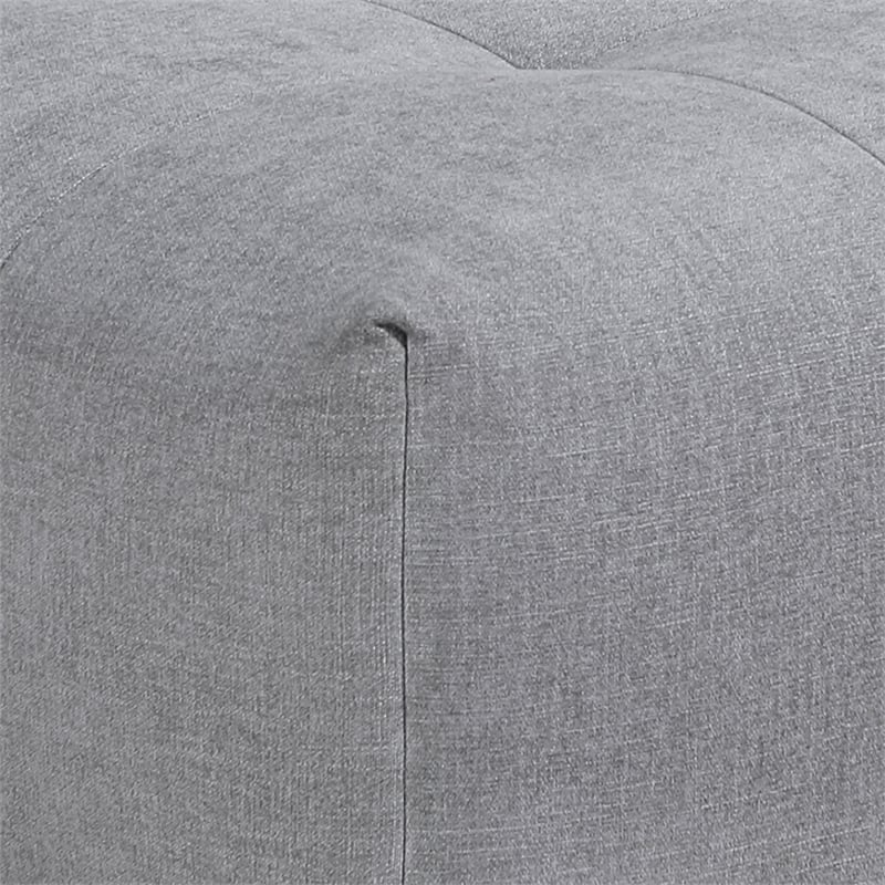Tanya Ottoman with Casters- Plush Cushion Top- Gray Tufted Fabric- 46 Inch