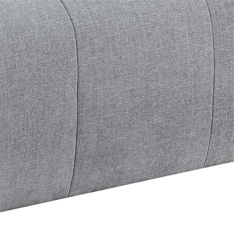Tanya Ottoman with Casters- Plush Cushion Top- Gray Tufted Fabric- 46 Inch
