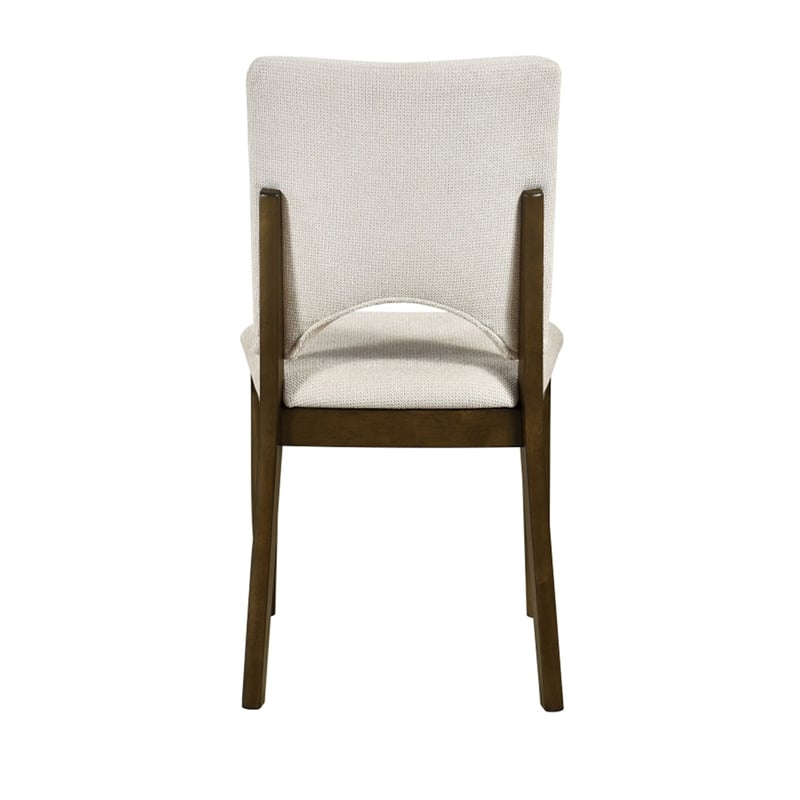 Andre Modern Side-Dining Chair Set of 2-  Angled Wood Frame- Beige Fabric