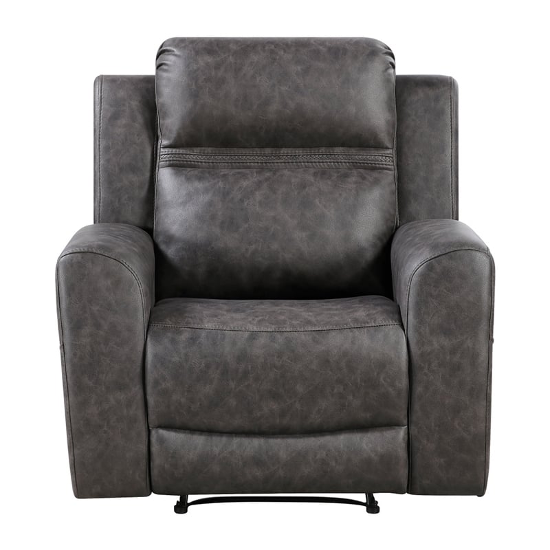 Berty Manual Reclining Chair- Wall Hugger Design- Charcoal Microfiber
