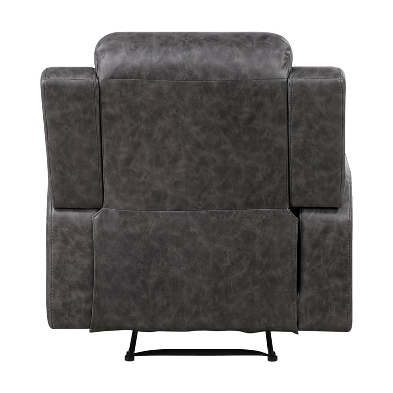 Berty Manual Reclining Chair- Wall Hugger Design- Charcoal Microfiber