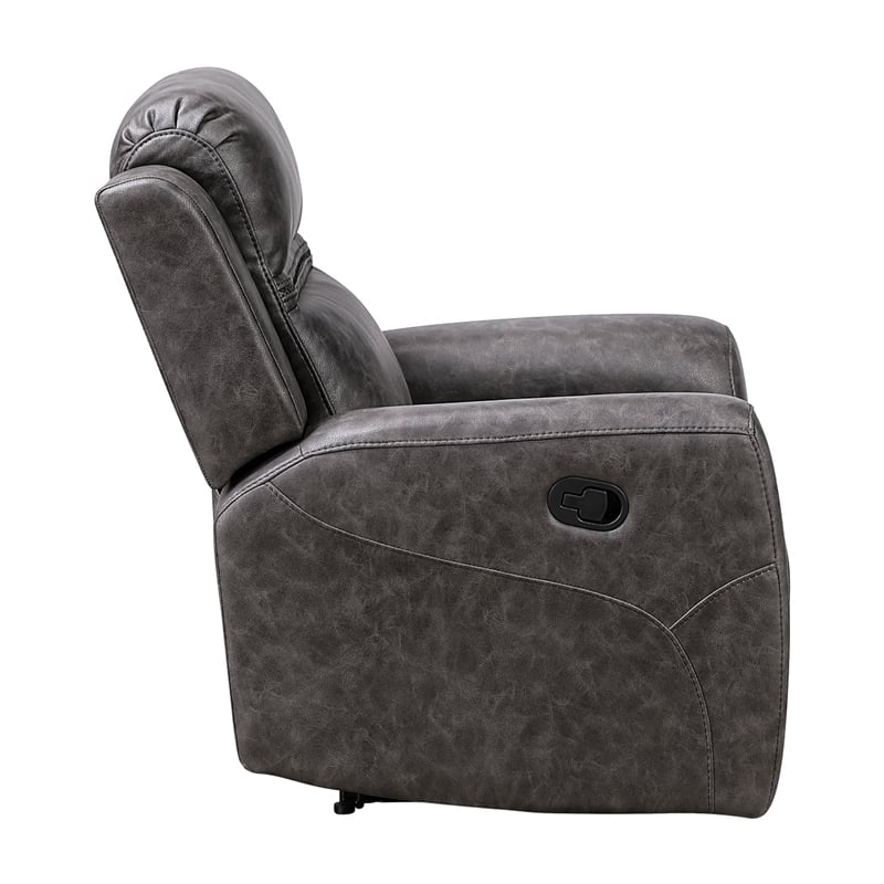 Berty Manual Reclining Chair- Wall Hugger Design- Charcoal Microfiber