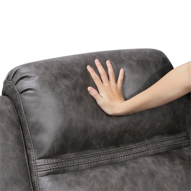 Berty Manual Reclining Chair- Wall Hugger Design- Charcoal Microfiber