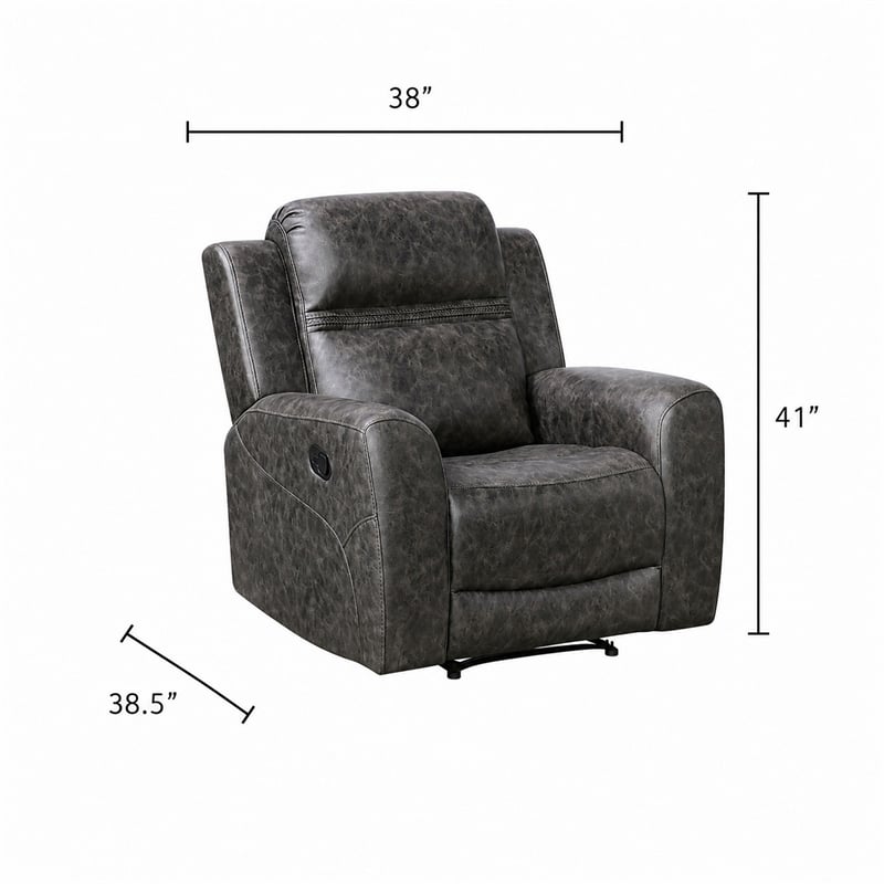 Berty Manual Reclining Chair- Wall Hugger Design- Charcoal Microfiber