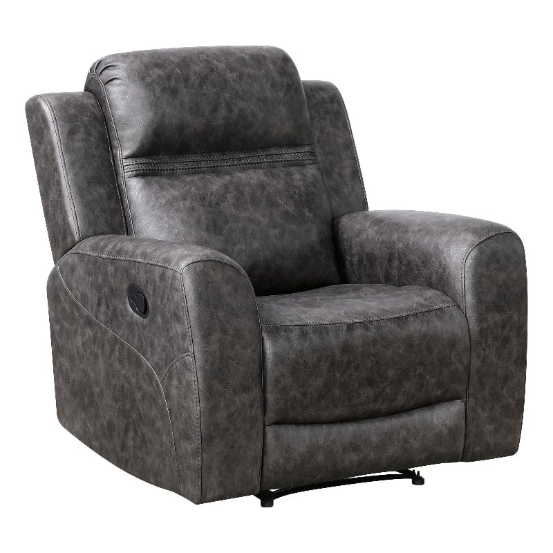 Berty Manual Reclining Chair- Wall Hugger Design- Charcoal Microfiber