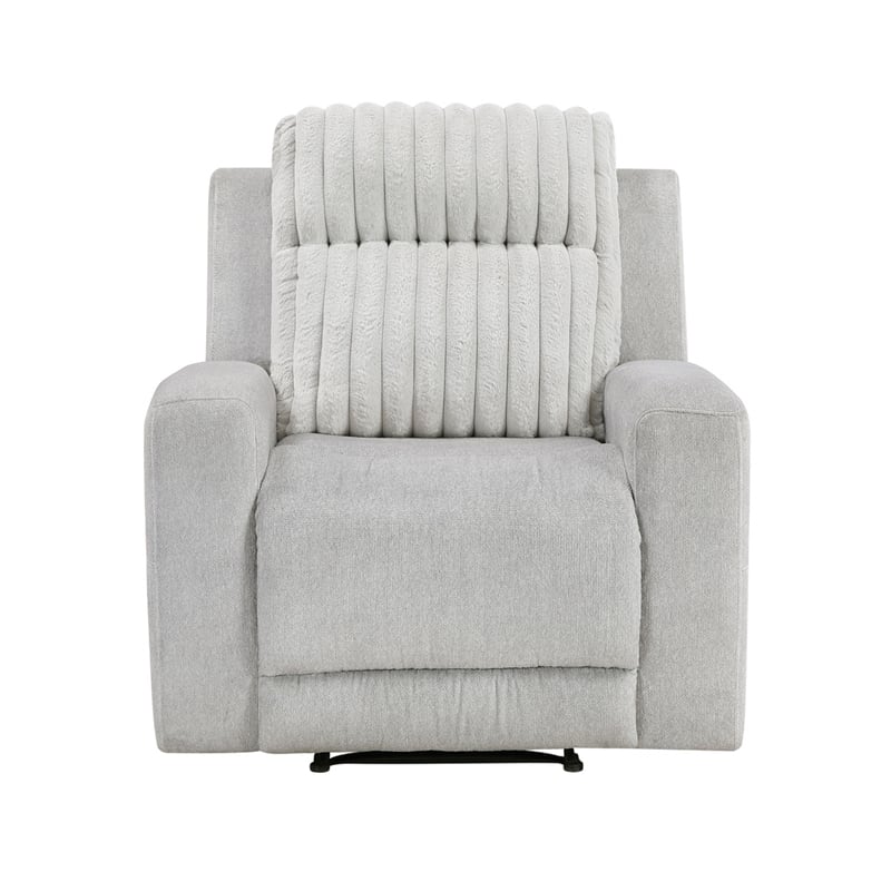 Lupe Manual Reclining Chair- Track Arms- Gray Corduroy and Microfiber