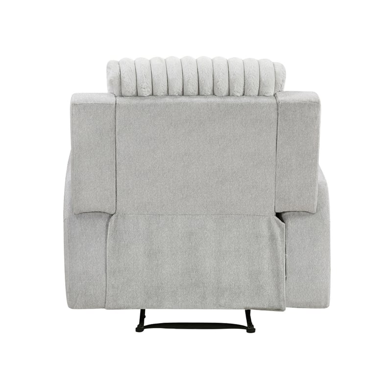 Lupe Manual Reclining Chair- Track Arms- Gray Corduroy and Microfiber