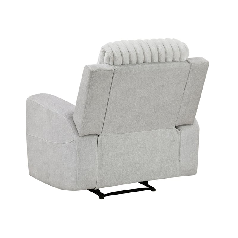 Lupe Manual Reclining Chair- Track Arms- Gray Corduroy and Microfiber
