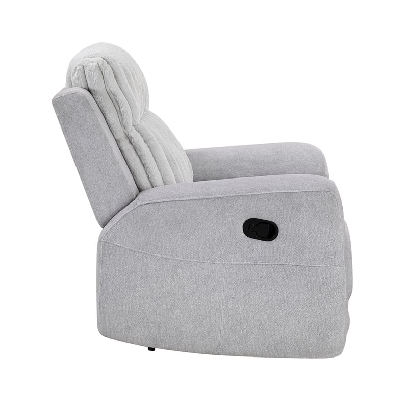 Lupe Manual Reclining Chair- Track Arms- Gray Corduroy and Microfiber