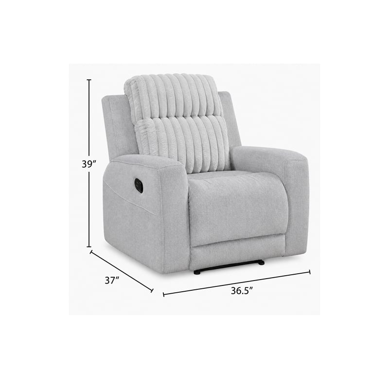 Lupe Manual Reclining Chair- Track Arms- Gray Corduroy and Microfiber