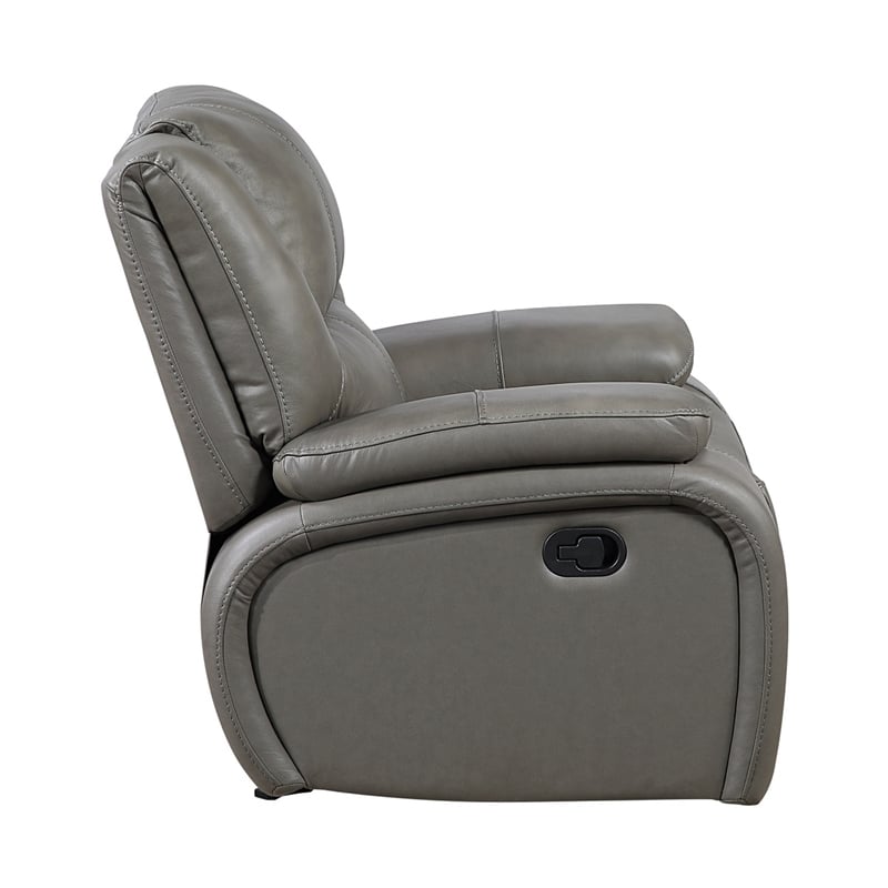 Licot Manual Glider Reclining Chair- Foam Fill  Gray Top Grain Leather