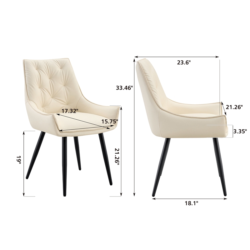 Ashley Dining Chairs with Armrests- Set of 2-White Faux Leather