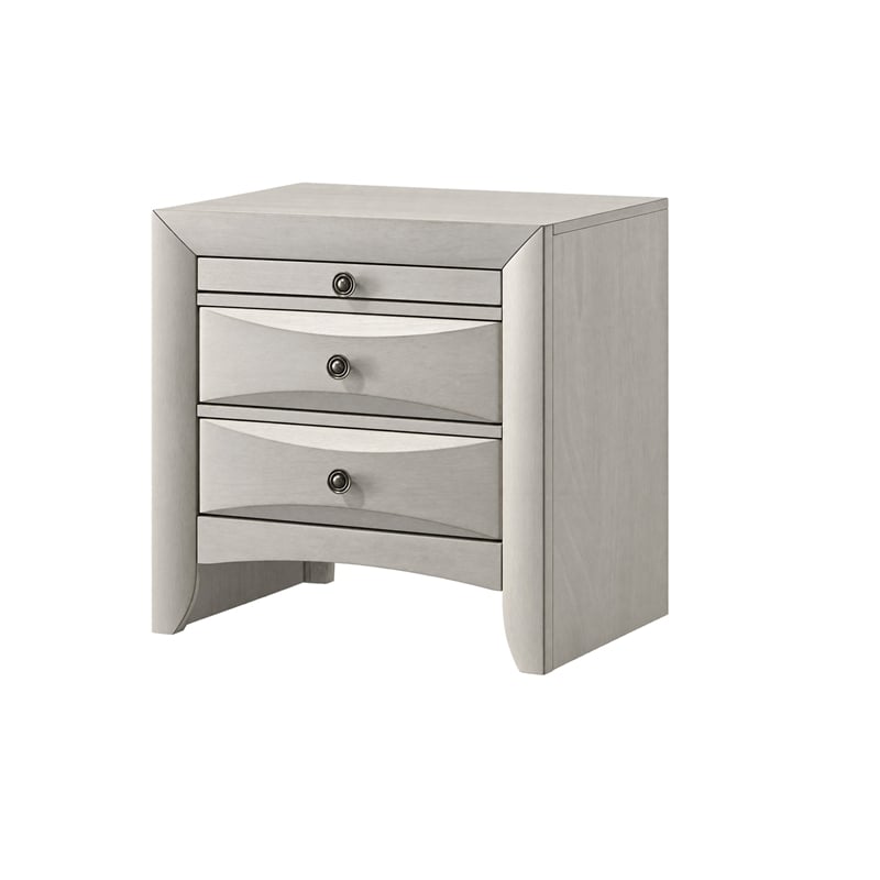 Queen Bedroom Set- Storage- Antique White Zinc- 2pc w Nightstand