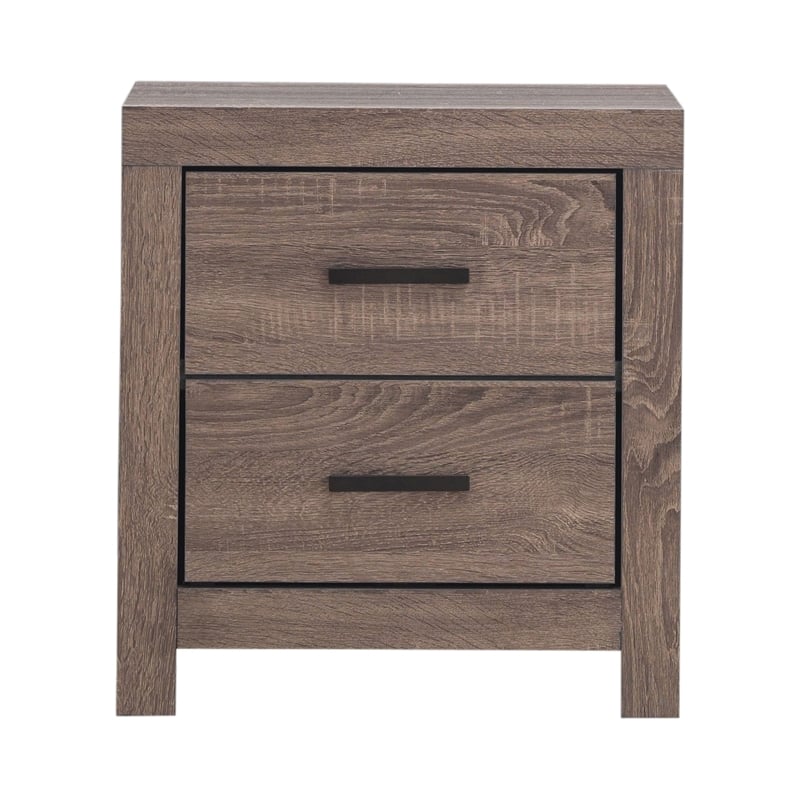 Queen Bedroom Set- Storage Design- Brown- 2 Piece Set with Nightstand