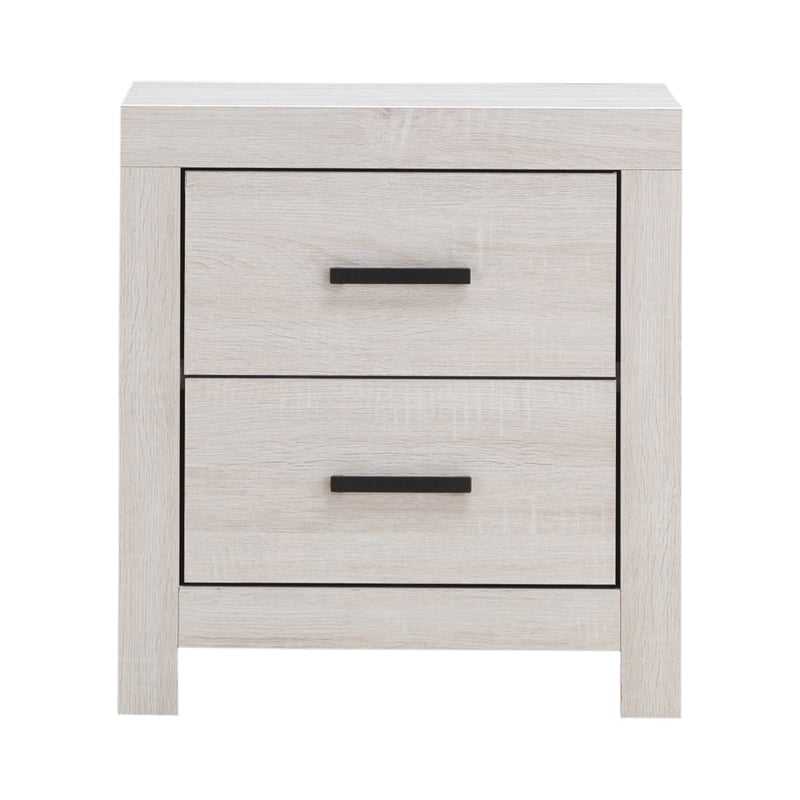 Queen Bedroom Set- Storage Design- White- 2 Piece Set with Nightstand