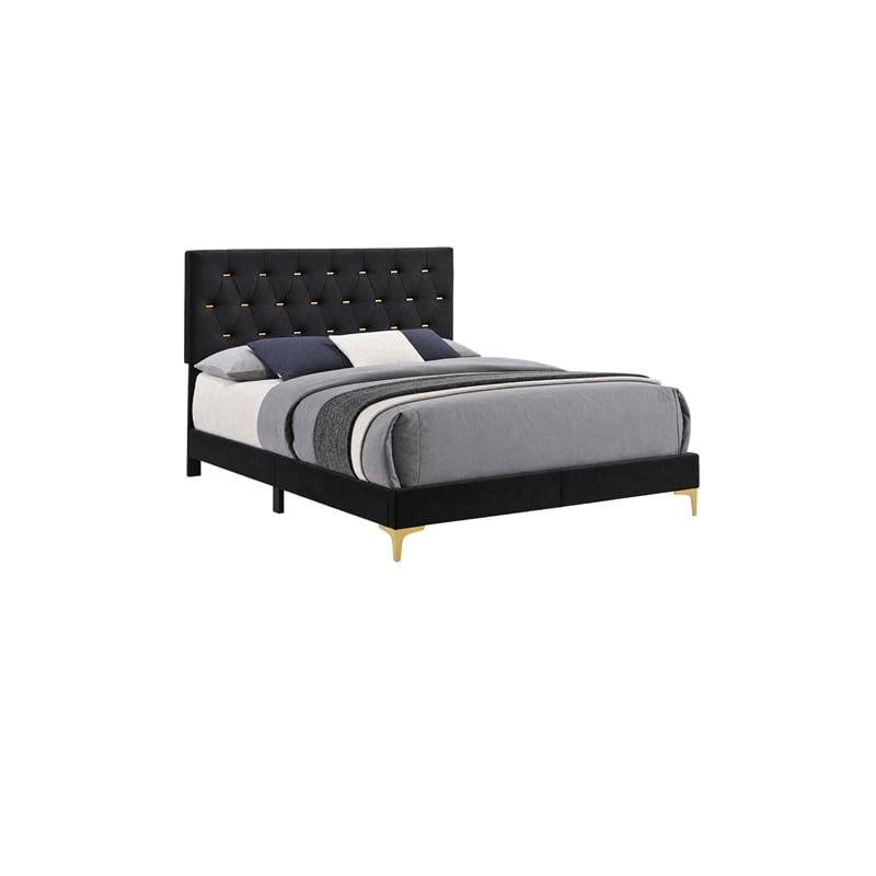 Queen Bedroom Set- Black and Gold- 2 Piece Set with Nightstand
