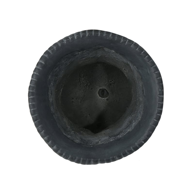 Urn Planter on Pedestal- Cherubs- Carved Antique Black Concrete 24 Inch