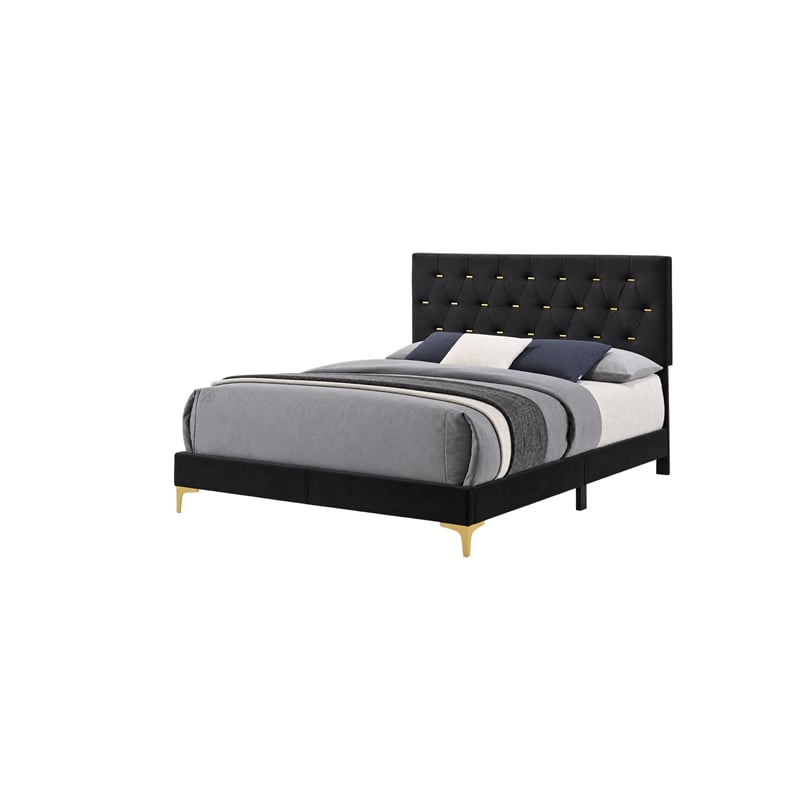 Queen Bedroom Set- Black and Gold- 3 Piece Set with 2 Nightstands