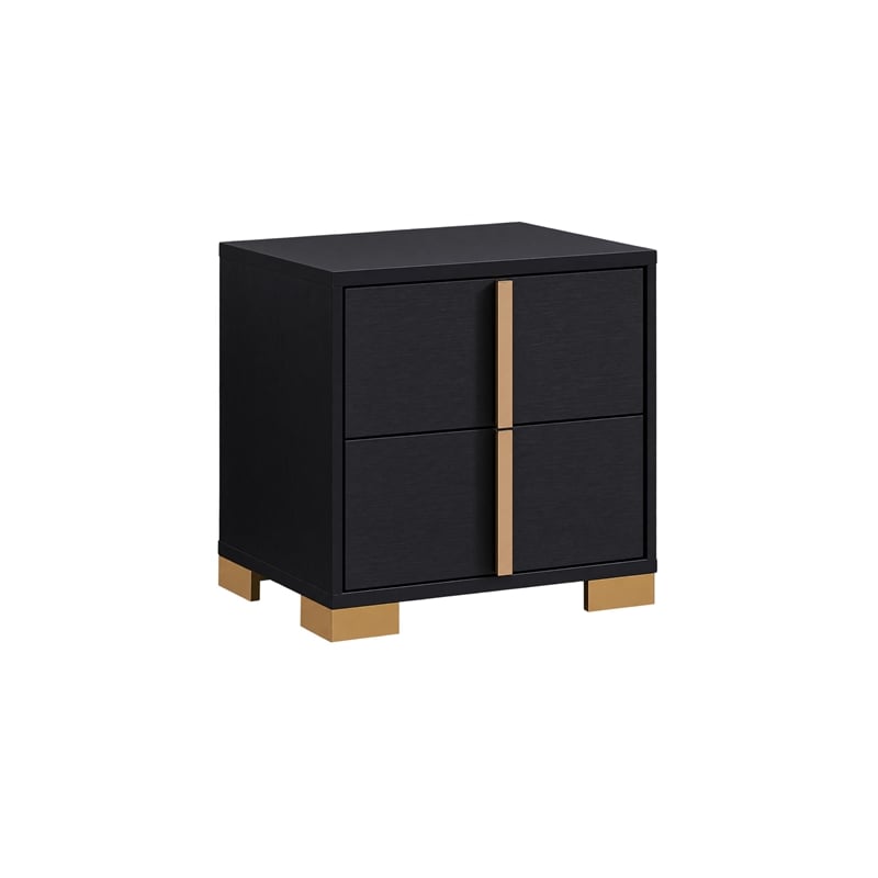 King Bedroom Set- Black and Gold- 2 Piece Set with Nightstand
