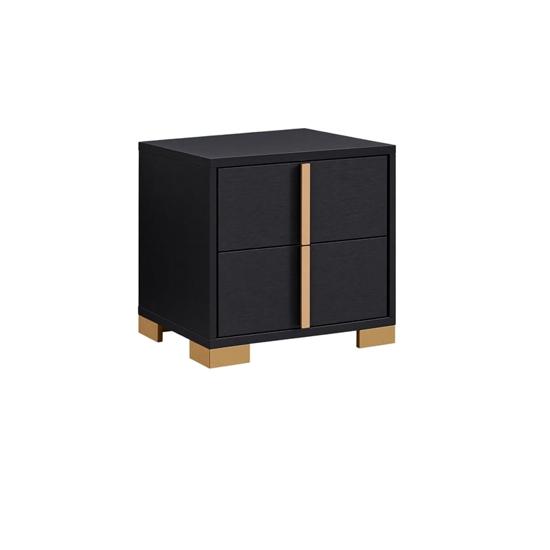 Queen Bedroom Set- Black and Gold- 2 Piece Set with Nightstand