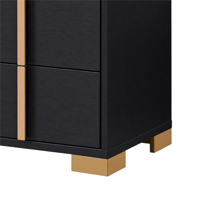 Queen Bedroom Set- Black and Gold- 2 Piece Set with Nightstand
