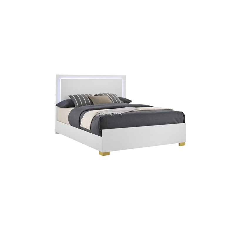 King Bedroom Set- White and Gold- 2 Piece Set with Nightstand