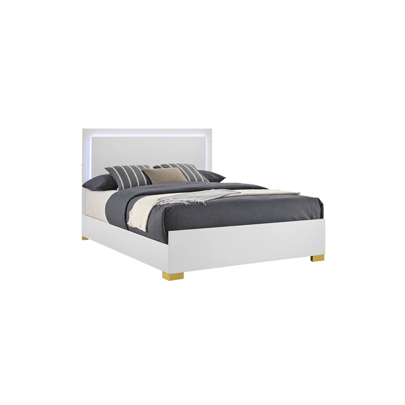 Queen Bedroom Set- White and Gold- 2 Piece Set with Nightstand