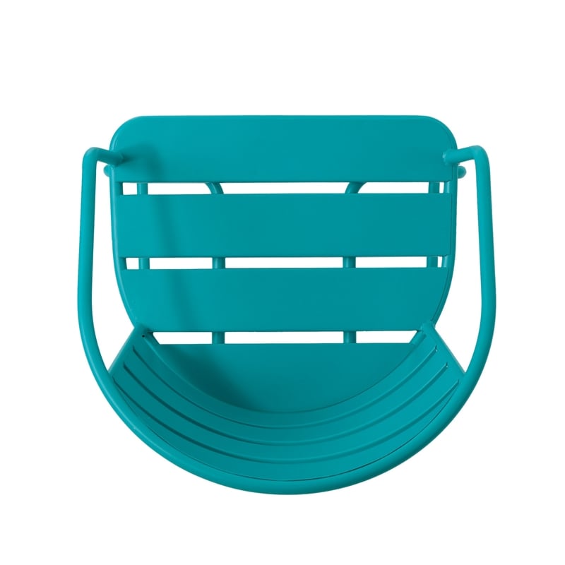 Monalisa 3pc Outdoor Bistro Table Set- Slatted Curved Back Chairs- Teal