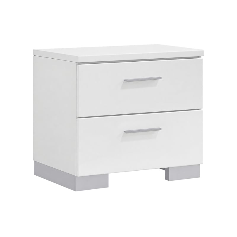 King Bedroom Set- White- 2 Piece Set with Nightstand