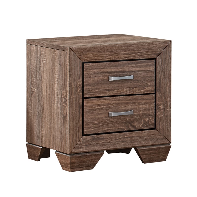 King Bedroom Set- Storage Brown- 2 Piece Set with Nightstand