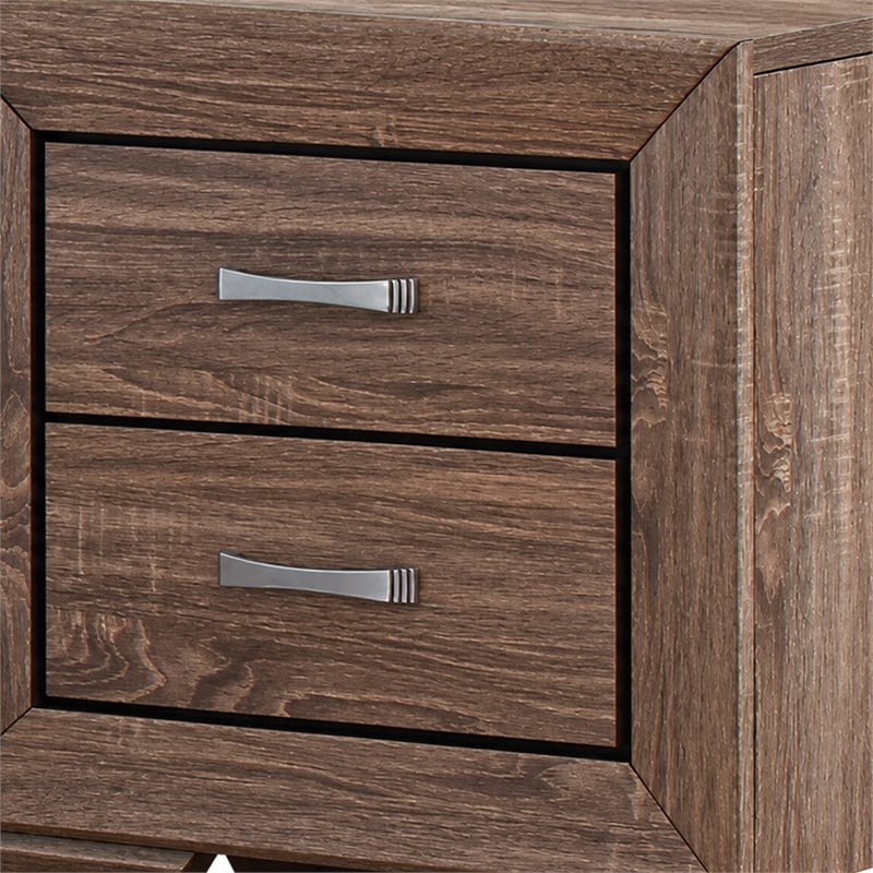 King Bedroom Set- Storage Brown- 2 Piece Set with Nightstand