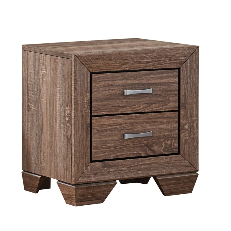King Bedroom Set- Storage Brown- 3 Piece Set with 2 Nightstands