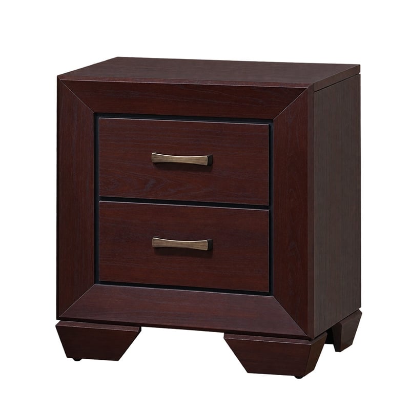 King Bedroom Set- Storage Design- Brown- 2 Piece Set with Nightstand