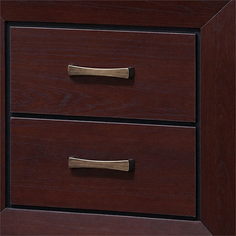 King Bedroom Set- Storage Design- Brown- 2 Piece Set with Nightstand